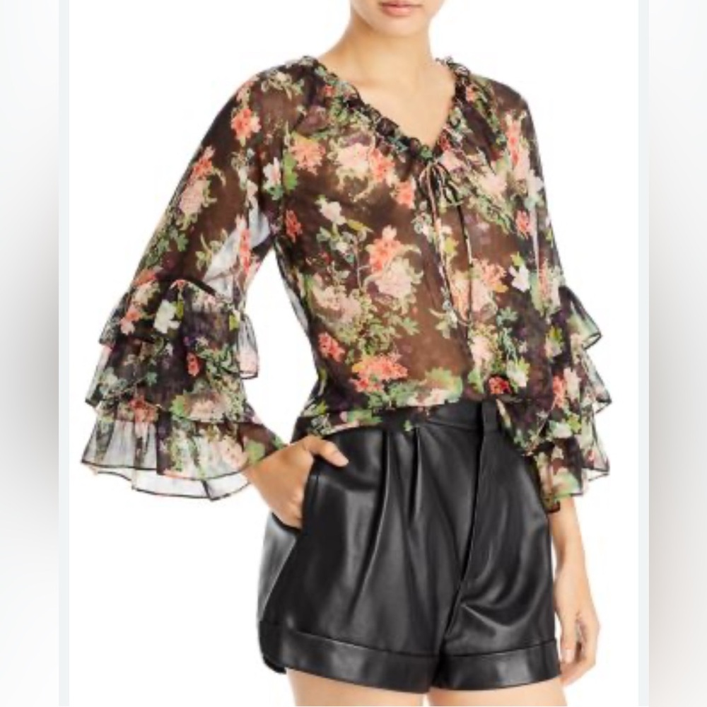 Alice + Olivia Multicolor Floral Ruffle Blouse
